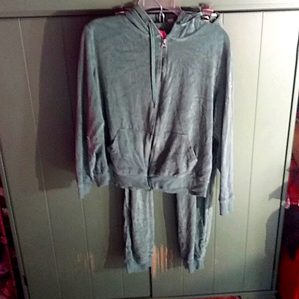 Green velour tracksuit
